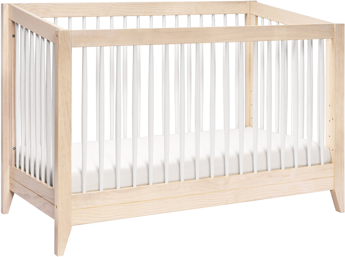 Babyletto Sprout 4-in-1 Convertible Crib w/Toddler Bed Conversion Kit - Washed Natural / White