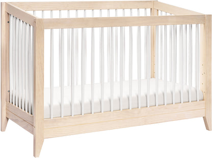 Babyletto Sprout 4-in-1 Convertible Crib w/Toddler Bed Conversion Kit - Washed Natural / White