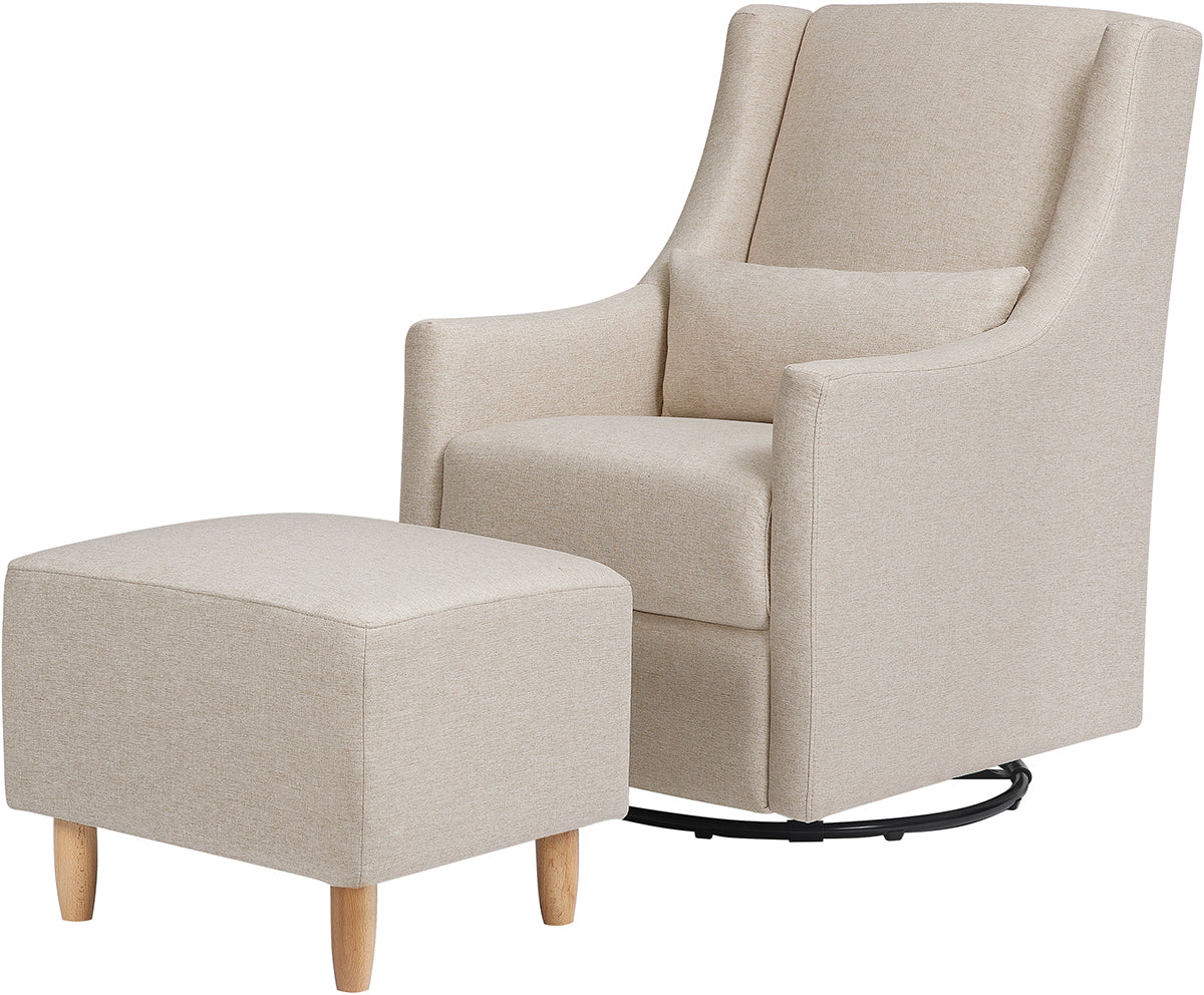 Babyletto Toco Swivel Glider and Ottoman - Performance Beach Eco-Weave