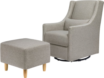 Babyletto Toco Swivel Glider and Ottoman - Performance Grey Eco-Weave