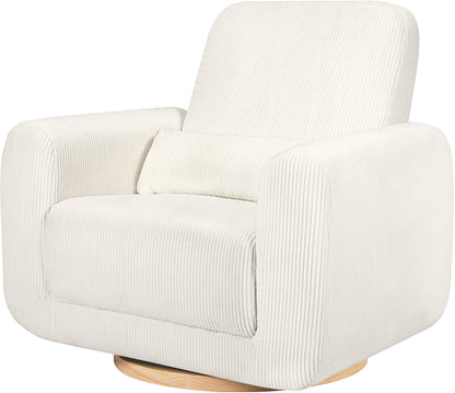 Babyletto Tuba Extra Wide Swivel Glider - Ivory Corduroy w/ Light Wood Base