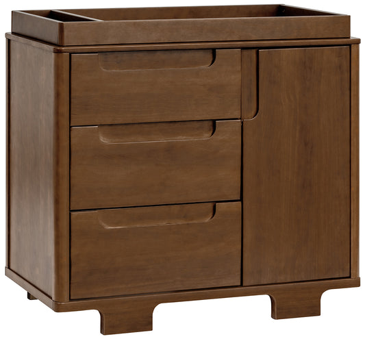 Babyletto Yuzu 3-Drawer Changer Dresser, KD w/Removable Changing Tray - Natural Walnut