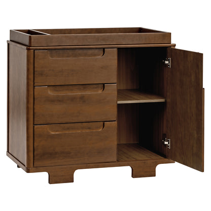 Babyletto Yuzu 3-Drawer Changer Dresser, KD w/Removable Changing Tray - Natural Walnut