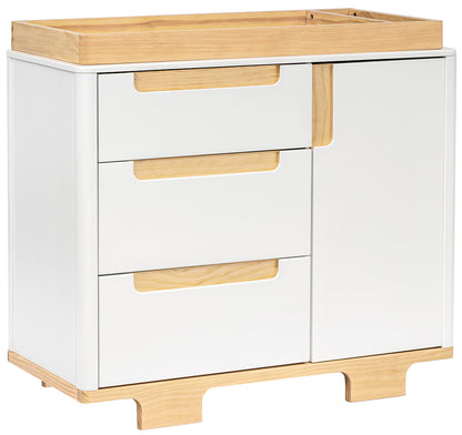 Babyletto Yuzu 3-Drawer Changer Dresser, KD w/Removable Changing Tray - White / Natural