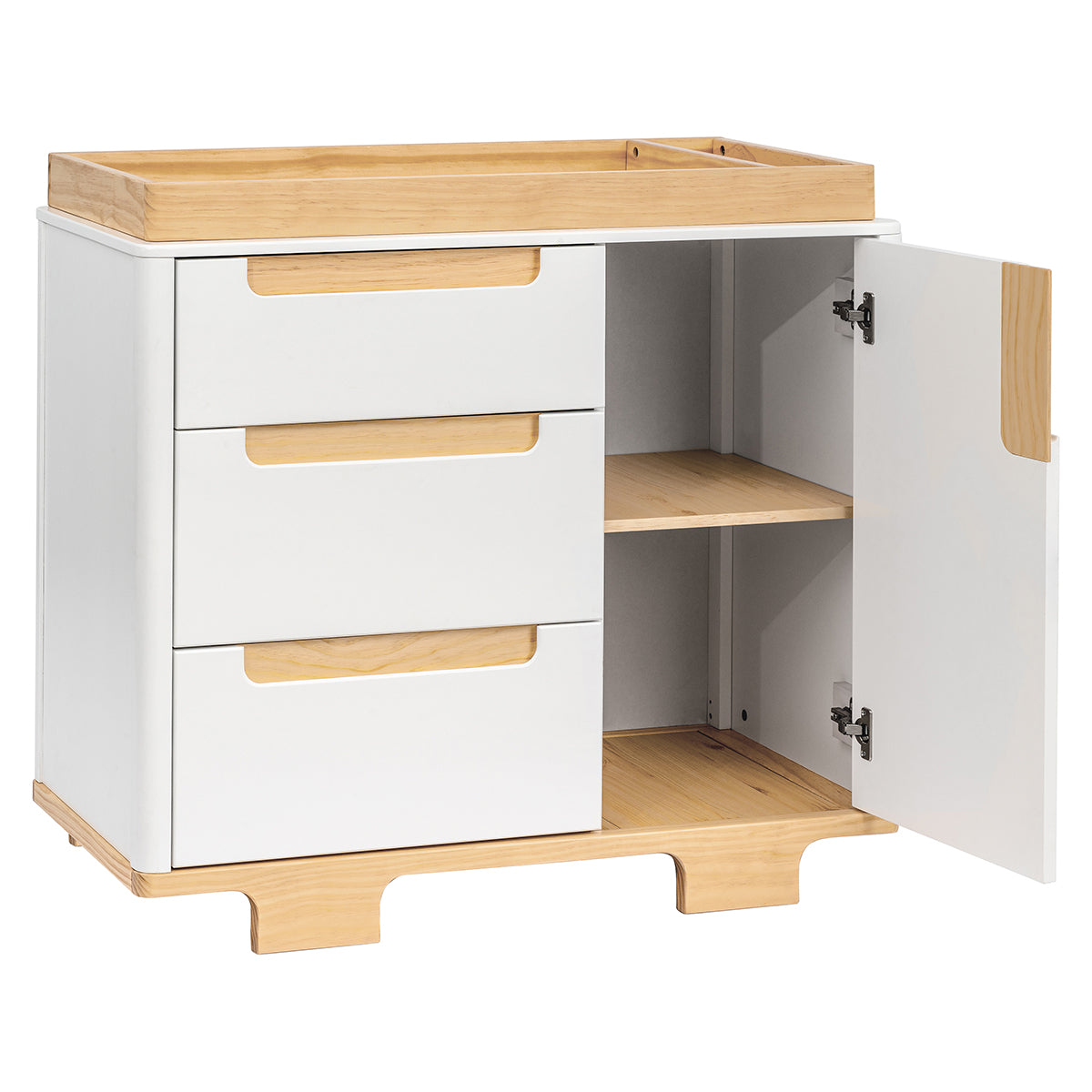 Babyletto Yuzu 3-Drawer Changer Dresser, KD w/Removable Changing Tray - White / Natural