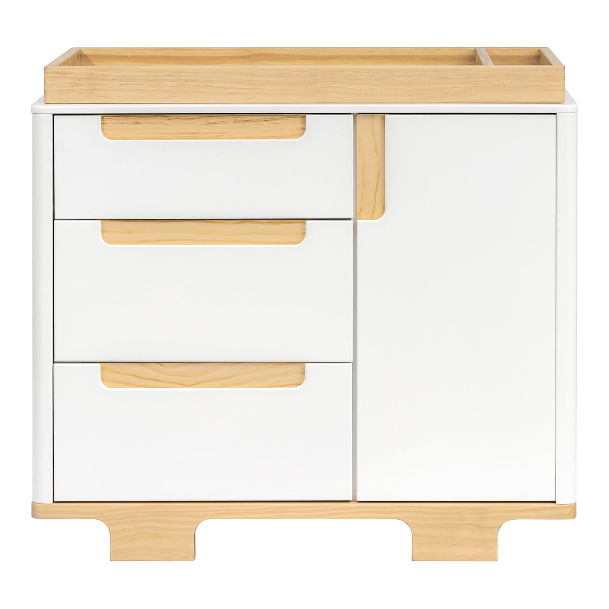 Babyletto Yuzu 3-Drawer Changer Dresser, KD w/Removable Changing Tray - White / Natural