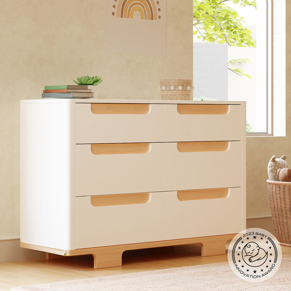 Babyletto Yuzu 6-Drawer Dresser, KD - White / Natural