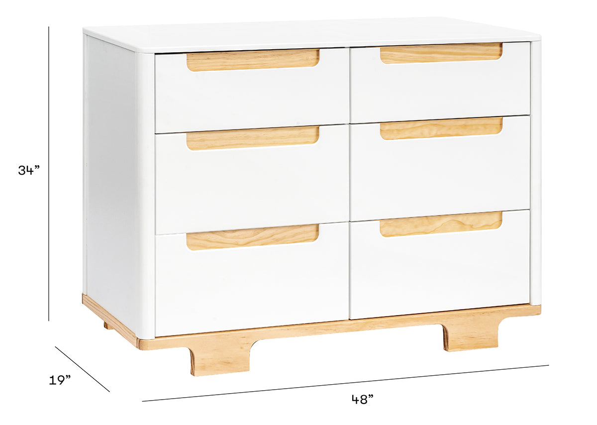 Babyletto Yuzu 6-Drawer Dresser, KD - White / Natural