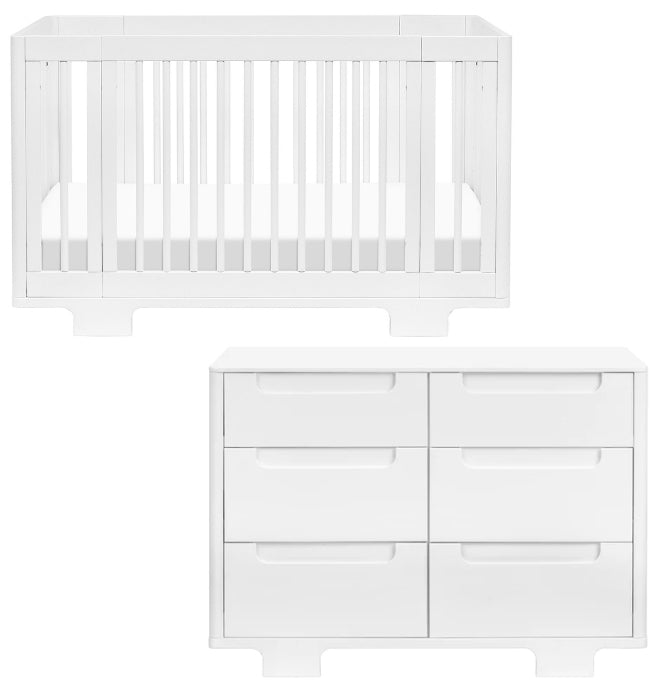 Babyletto Yuzu 8-in-1 Convertible Crib + 6-Drawer Dresser Bundle - White