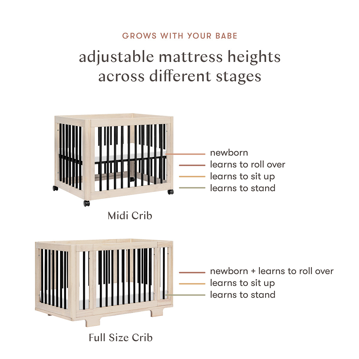 Babyletto Yuzu 8-in-1 Convertible Crib with All-Stages Conversion Kit - Washed Natural / Black