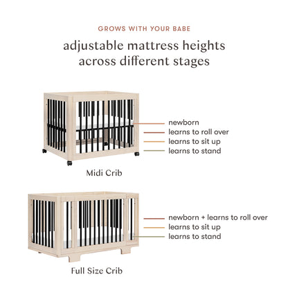 Babyletto Yuzu 8-in-1 Convertible Crib with All-Stages Conversion Kit - Washed Natural / Black