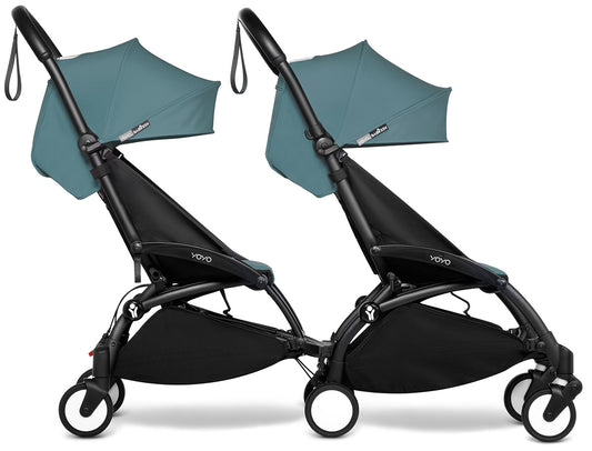 Babyzen YOYO Connect Double Stroller 6+ / 6+ Bundle - Black / Aqua