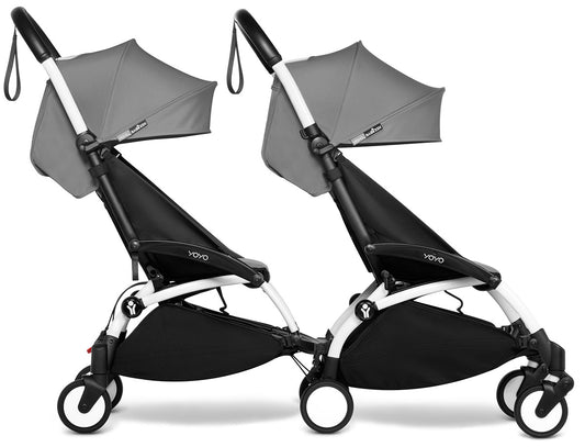 Babyzen YOYO Connect Double Stroller 6+ / 6+ Bundle - White / Grey