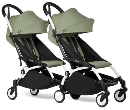 Babyzen YOYO Connect Double Stroller 6+ / 6+ Bundle - White / Olive