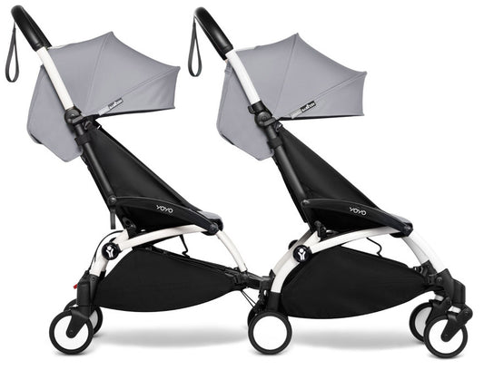 Babyzen YOYO Connect Double Stroller 6+ / 6+ Bundle - White / Stone