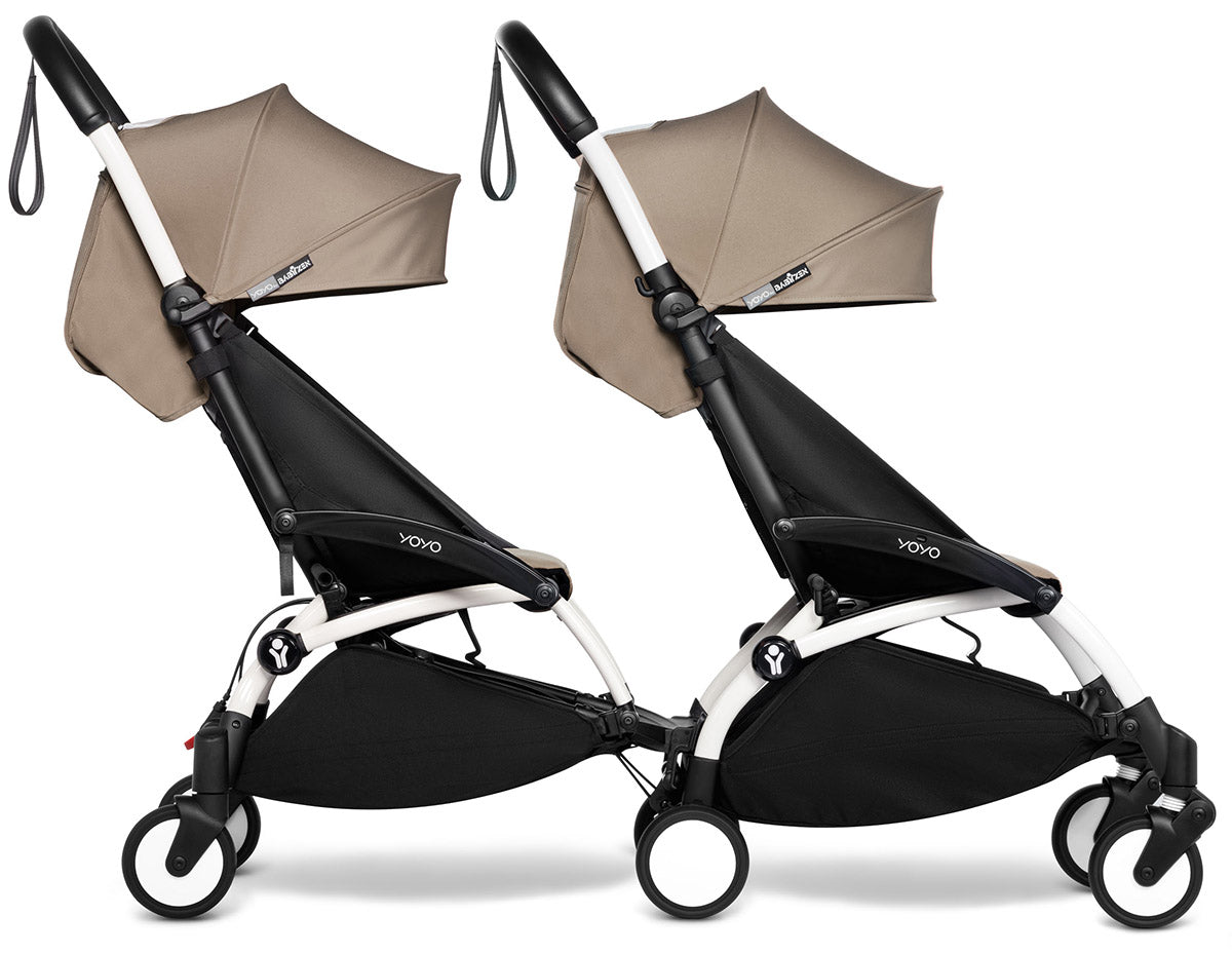 Babyzen YOYO Connect Double Stroller 6+ / 6+ Bundle - White / Taupe