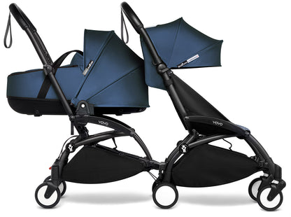 Babyzen YOYO Connect Double Stroller Bassinet / 6+ Bundle - Black / Air France Blue