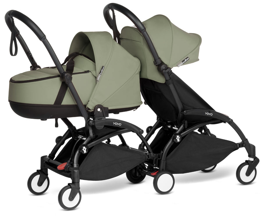 Babyzen YOYO Connect Double Stroller Bassinet / 6+ Bundle - Black / Olive