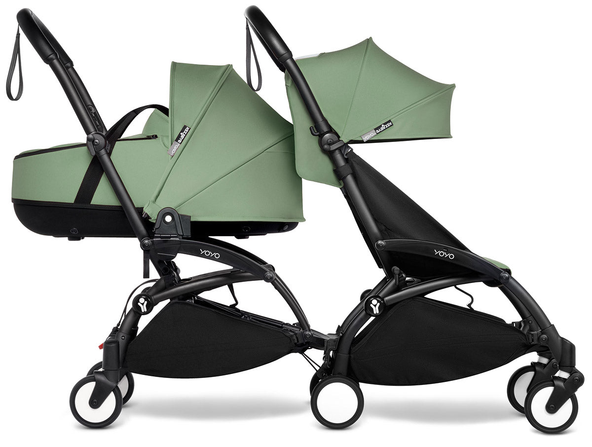 Babyzen YOYO Connect Double Stroller Bassinet / 6+ Bundle - Black / Peppermint