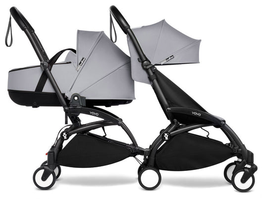 Babyzen YOYO Connect Double Stroller Bassinet / 6+ Bundle - Black / Stone