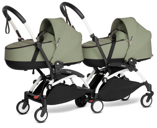 Babyzen YOYO Connect Double Stroller Bassinet / Bassinet Bundle - White / Olive