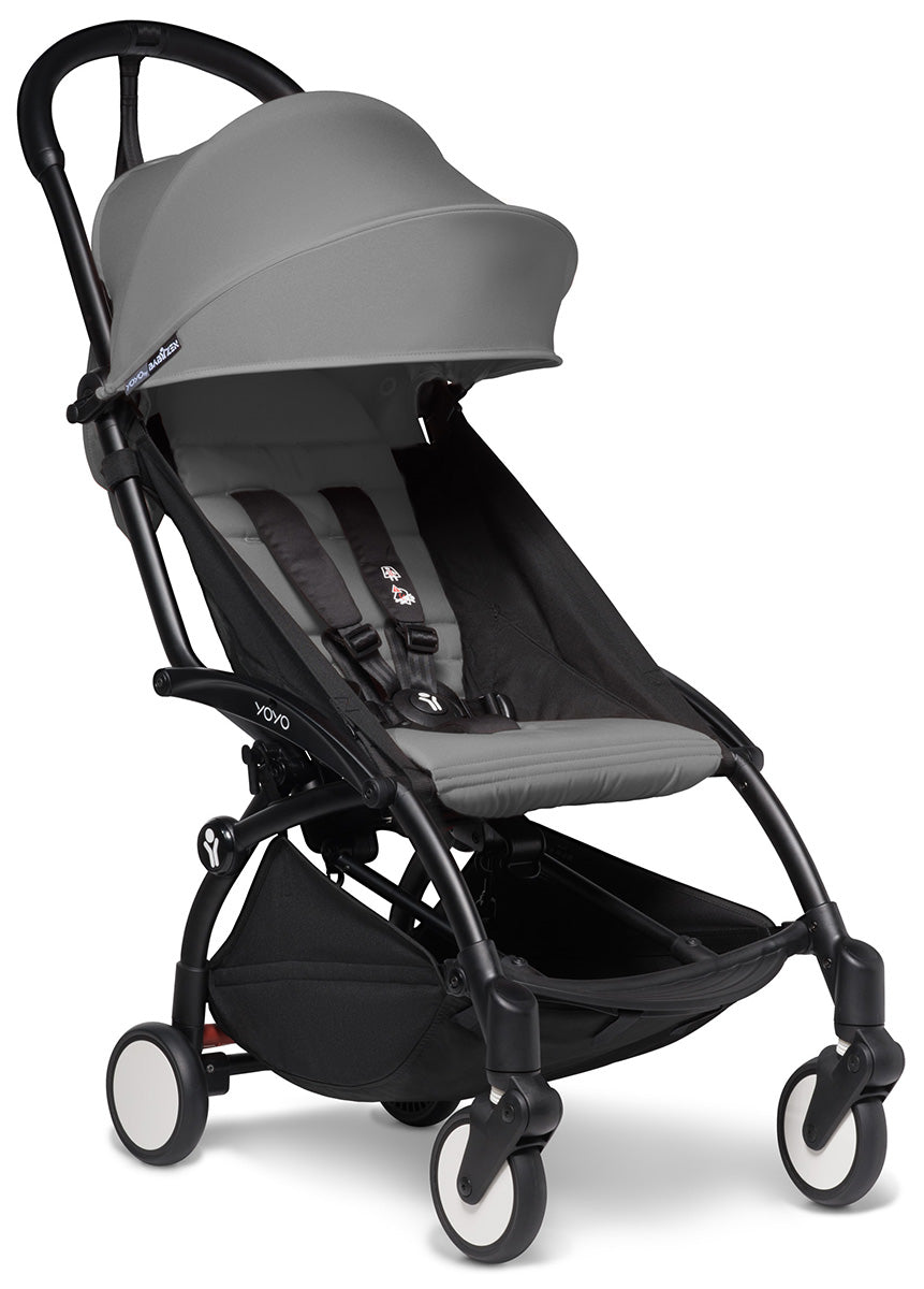 Babyzen YOYO2 Ultra Compact Complete 6+ Stroller with Bassinet & Rolling Bag Bundle - Black/Grey