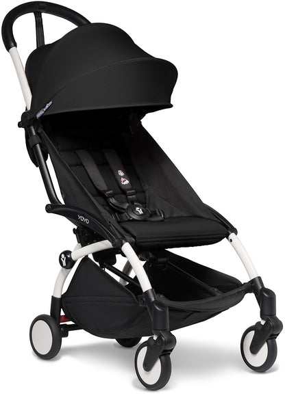 Babyzen YOYO2 Ultra Compact Complete 6+ Stroller with Bassinet Bundle - White/Black