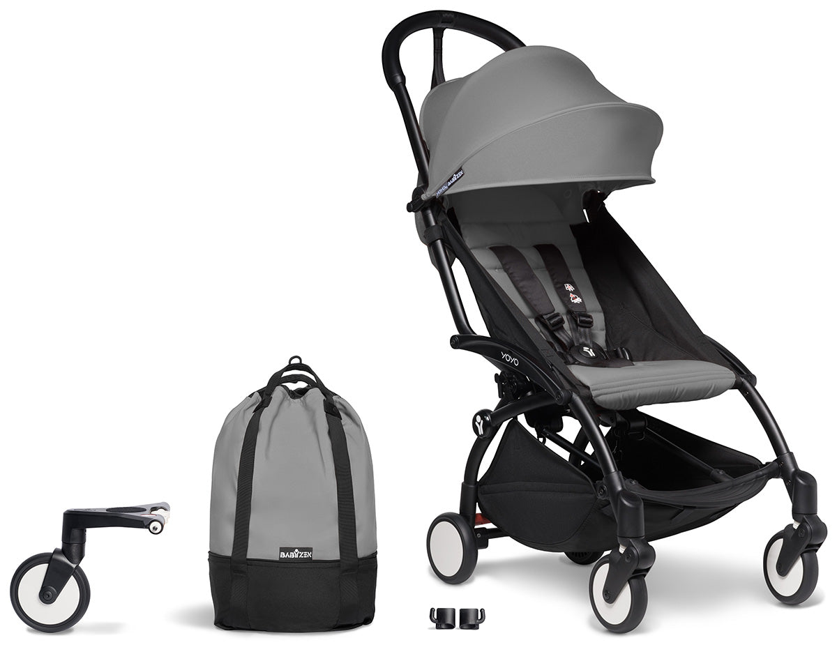 Babyzen YOYO2 Ultra Compact Complete 6+ Stroller & Rolling Bag Bundle - Black/Grey