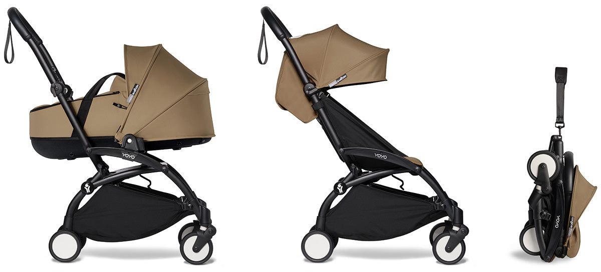 Babyzen YOYO2 Ultra Compact Complete 6+ Stroller with Bassinet - Black/Toffee