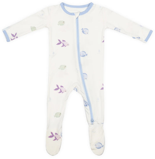 Bamboo Little Zippered Footie - Blue Fish (3-6m)