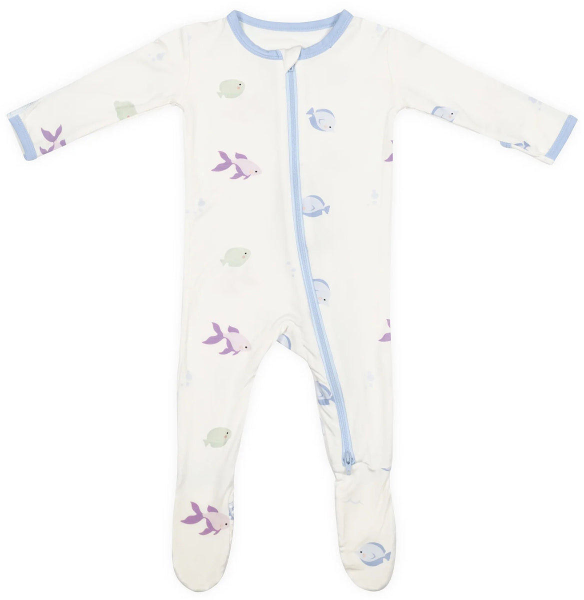 Bamboo Little Zippered Footie - Blue Fish (6-9m)