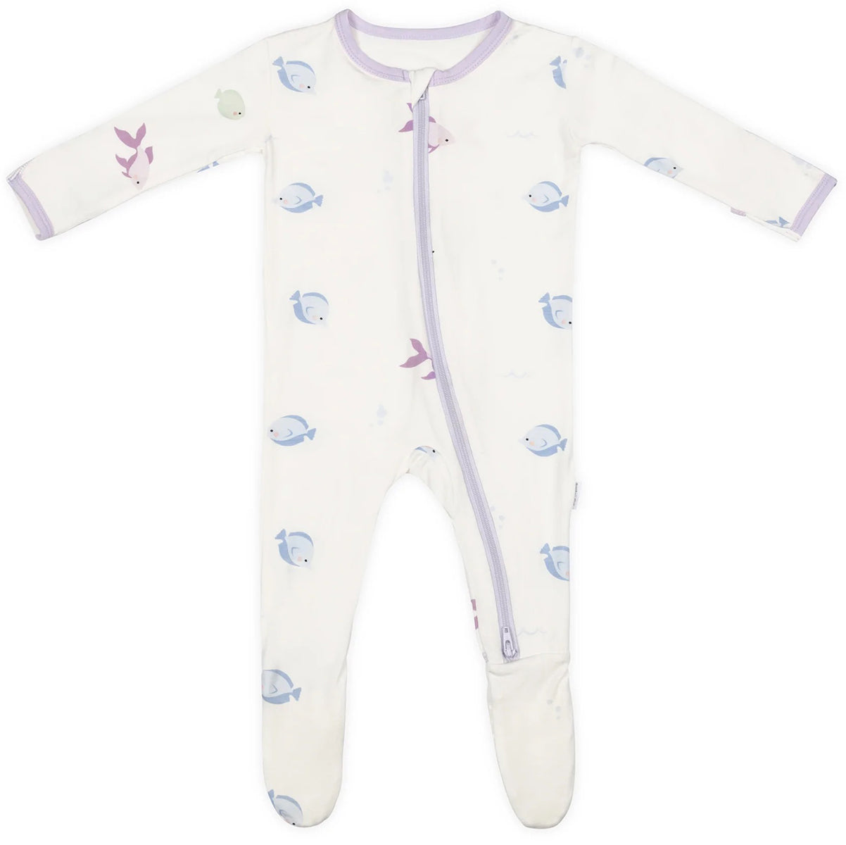 Bamboo Little Zippered Footie - Lavender Fish (0-3m)