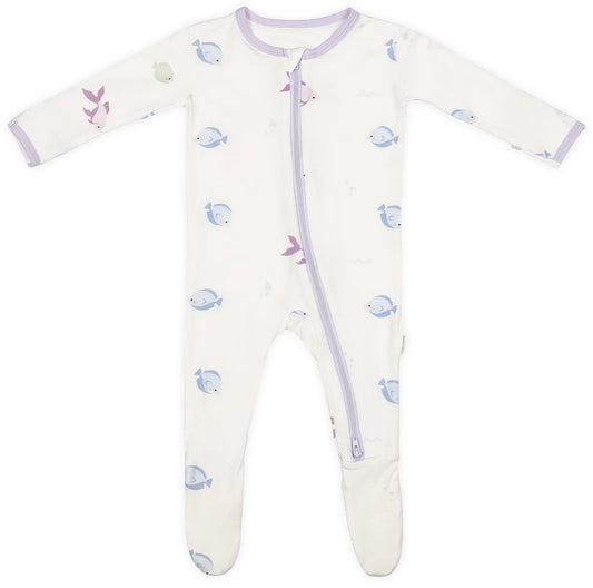 Bamboo Little Zippered Footie - Lavender Fish (6-9m)