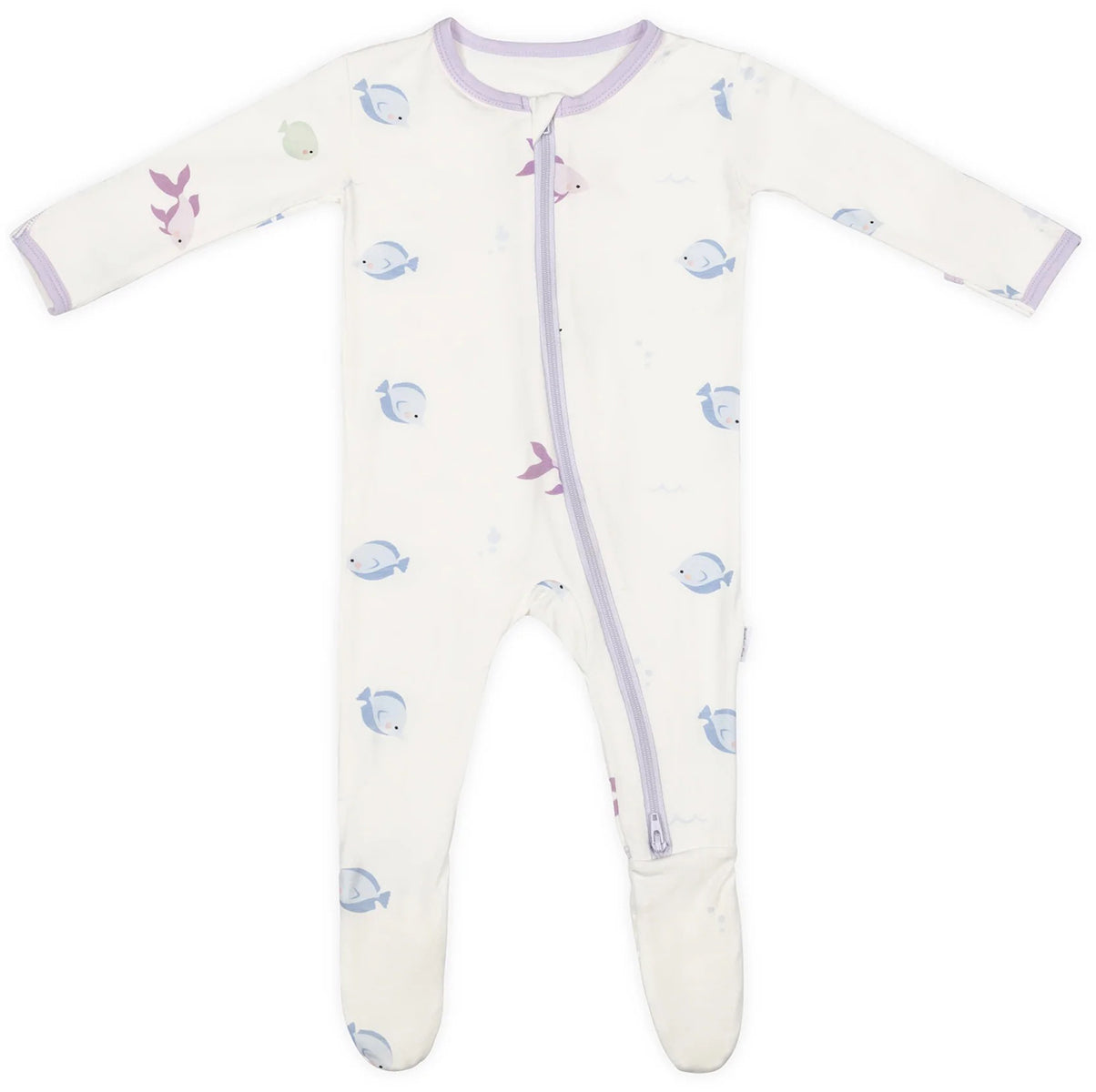 Bamboo Little Zippered Footie - Lavender Fish (9-12m)