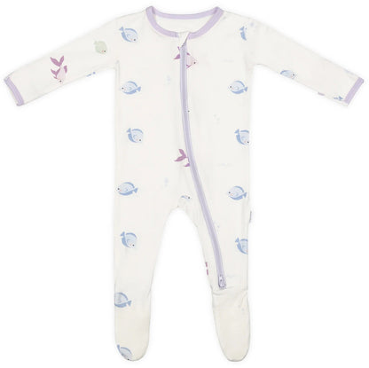 Bamboo Little Zippered Footie - Lavender Fish (9-12m)