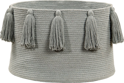 Lorena Canals Tassels Basket - Light Grey