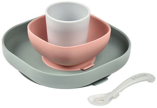 BEABA 4-Piece Silicone Dinner Set - Eucalyptus