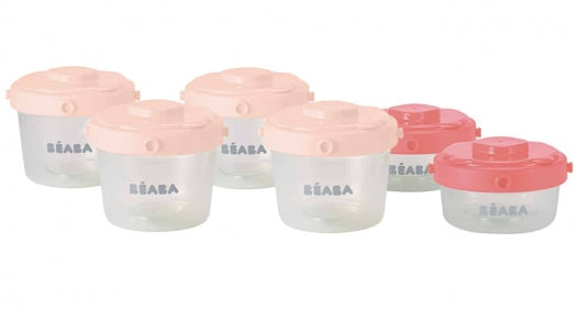 Beaba Clip Containers 2oz/ 4oz, Set of 6 - Pink