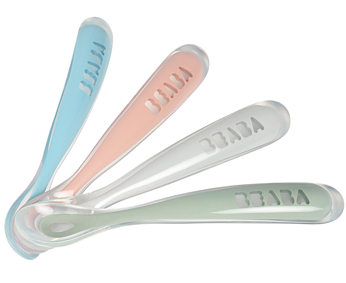 Beaba First Stage Silicone Spoons, Set of 4 - Rose