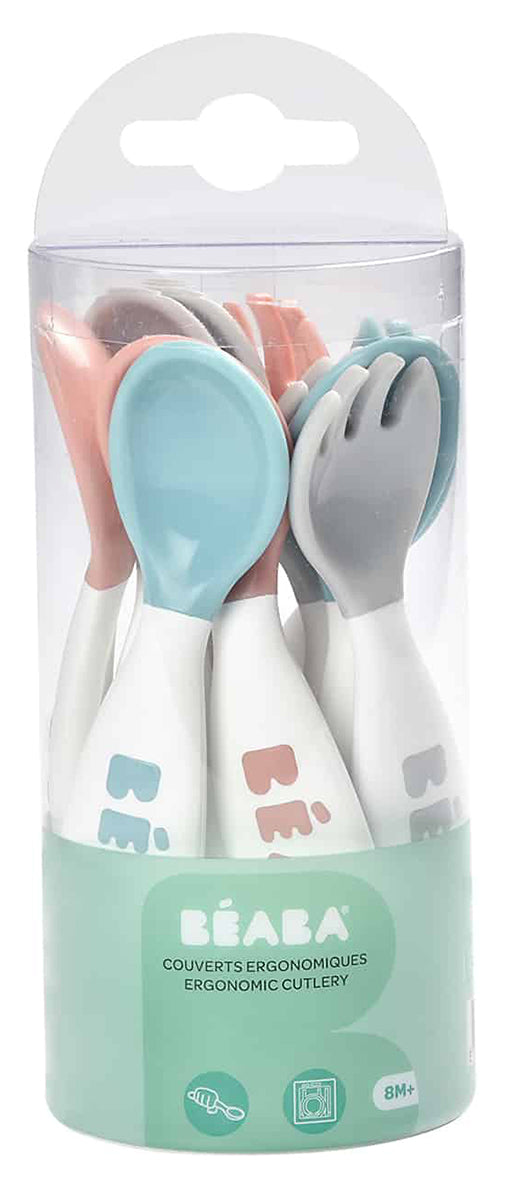 BEABA Toddler Self Feeding Cutlery, Set of 10 - Breeze