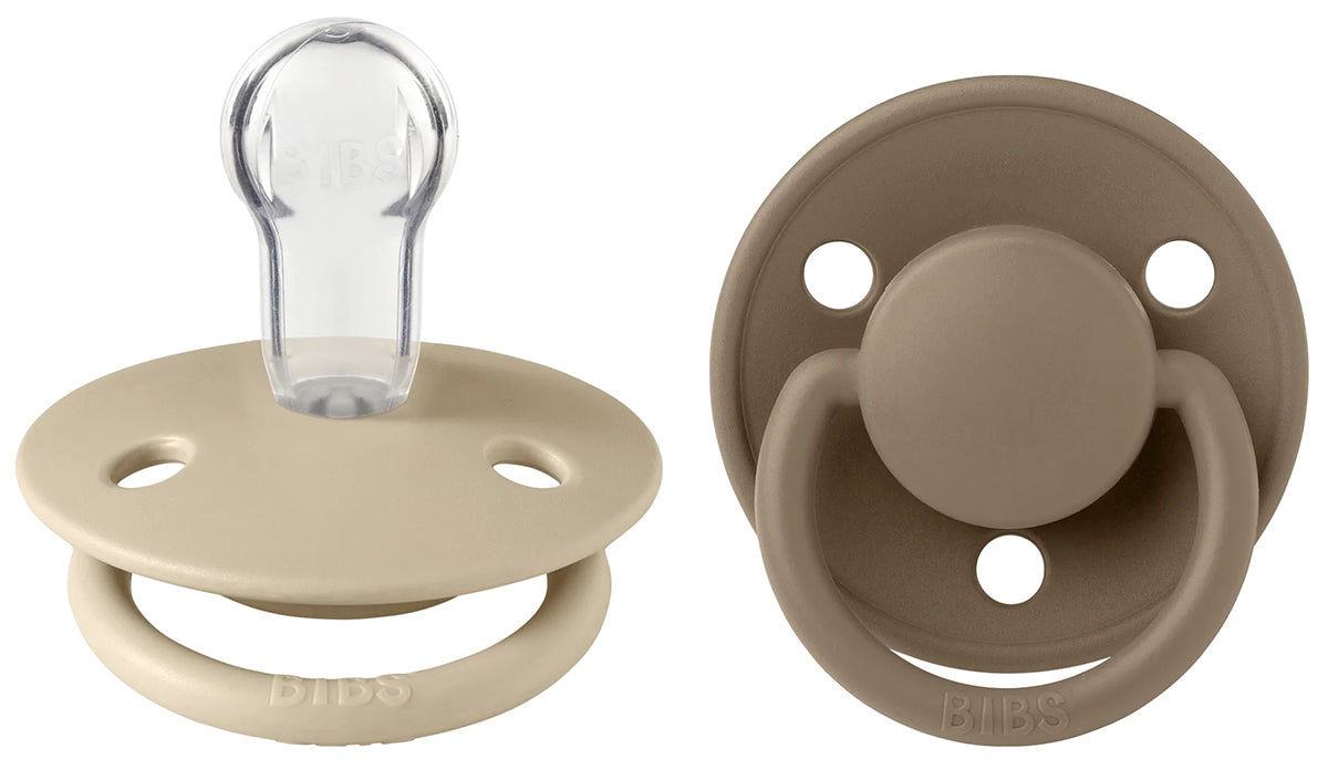 BIBS De Lux Silicone Pacifier, 2 Pack - Vanilla/Dark Oak - One Size (0-3 years)