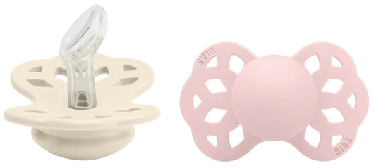 BIBS Infinity Silicone Anatomical Pacifier, 2 Pack - Ivory/Blush - Size 1 (0-6 m)