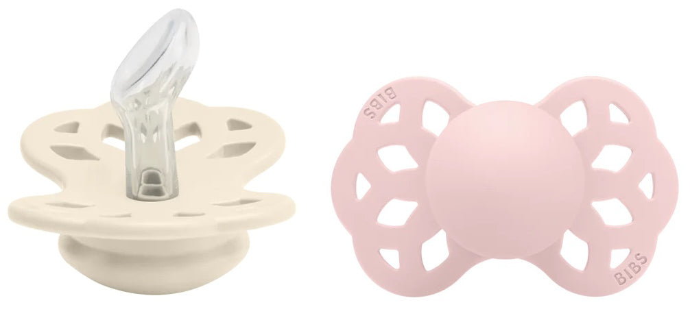 BIBS Infinity Silicone Anatomical Pacifier, 2 Pack - Ivory/Blush - Size 2 (6+ m)