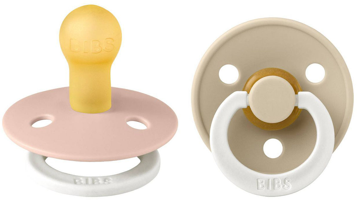 BIBS Original Colour GLOW Pacifier, 2 Pack - Blush/Vanilla - Size 1 (0-6 m)