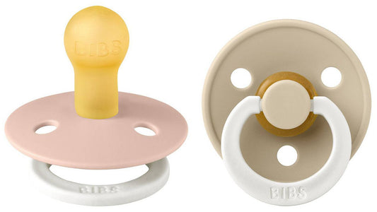 BIBS Original Colour GLOW Pacifier, 2 Pack - Blush/Vanilla - Size 2 (6+ m)