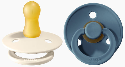 BIBS Original Colour Pacifier, 2 Pack - Ivory/Petrol - Size 1 (0-6 m)