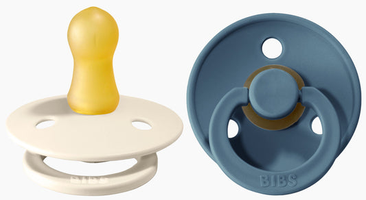 BIBS Original Colour Pacifier, 2 Pack - Ivory/Petrol - Size 2 (6+ m)