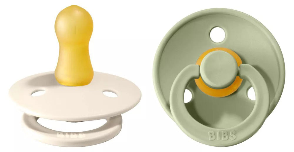 BIBS Original Colour Pacifier, 2 Pack - Ivory/Sage - Size 1 (0-6 m)