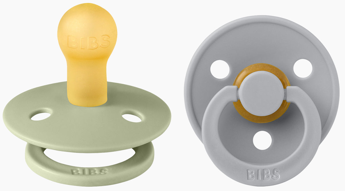 BIBS Original Colour Pacifier, 2 Pack - Sage/Cloud - Size 1 (0-6 m)