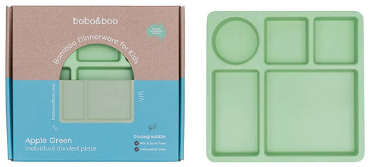 bobo&boo Bamboo Divided Plate - Apple Green